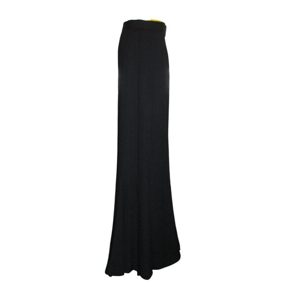 90's Patricia Rhodes Couture Black Rayon Crepe Trumpet Maxi Skirt Lined 4 - Picture 4 of 11